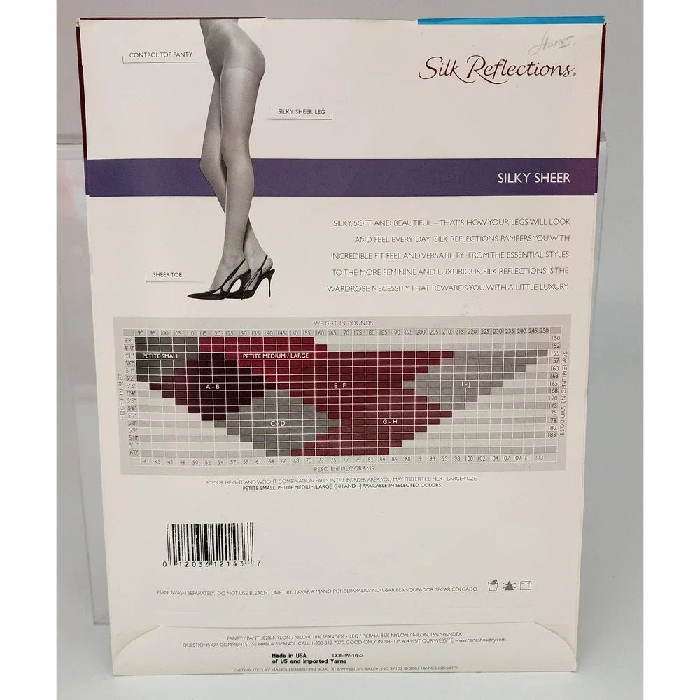 Hanes Silk Reflections Pantyhose Womens EF Pearl NEW Silky Sheer Control Top 717